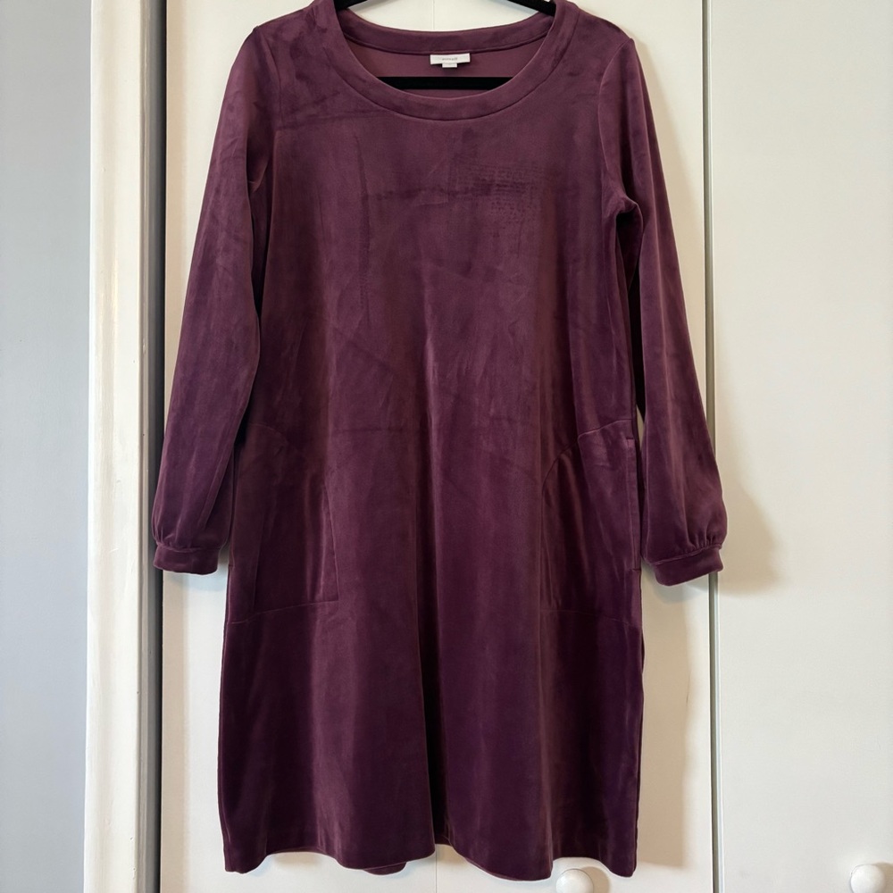 J. Jill Pure Jill Women’s Velour Tunic Dress Long Sleeve A-Line Purple Size M - Picture 3 of 9